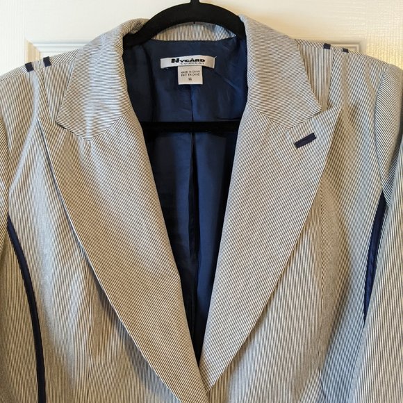Nygard Collection Blue Striped Blazer sz 14 - Picture 5 of 10